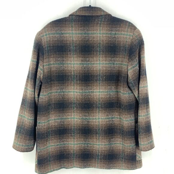 Vtg JL Colebrook Womens Medium Tweed Jacket Plaid Wool Blend Grandma Grunge - Picture 10 of 11